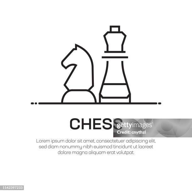 bildbanksillustrationer, clip art samt tecknat material och ikoner med chess vector linje ikon-enkel tunn linje ikon, premium kvalitet design element - schackspel