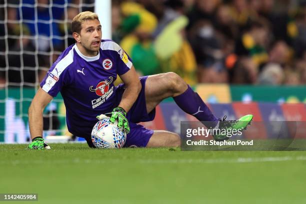 Emiliano Martinez of Reading during the Sky Bet Championship match between Norwich City and Reading at Carrow Road on April 10, 2019 in Norwich,...
