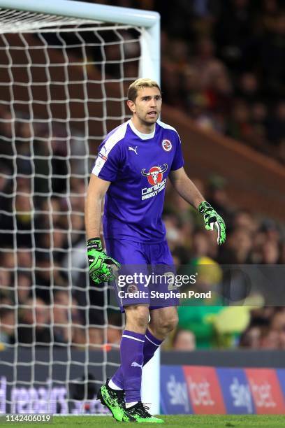 Emiliano Martinez of Reading during the Sky Bet Championship match between Norwich City and Reading at Carrow Road on April 10, 2019 in Norwich,...