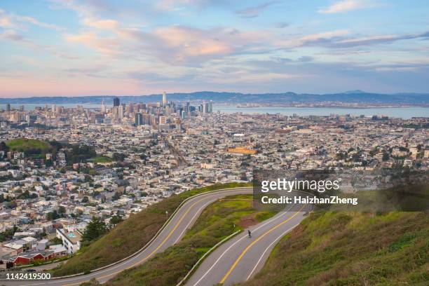 san francisco , california , usa view from twin peaks at christmas point - twin peaks stock pictures, royalty-free photos & images