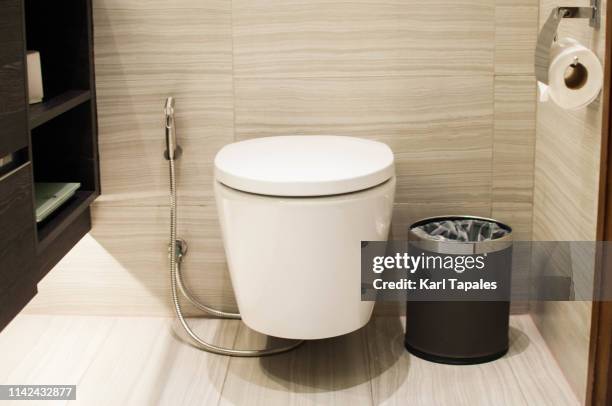 a modern toilet design - bidé fotografías e imágenes de stock