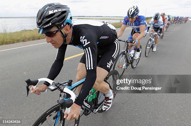 Kurt-Asle Arvesen of Norway riding for Team Sky Procycling leads the peloton during stage two of the 2011 AMGEN Tour of California from Nevada City...