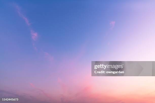 the rosy clouds at sunrise - red sky stock-fotos und bilder