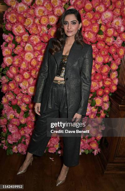 Sonam Kapoor attends a private dinner hosted by Michael Kors to celebrate the new Collection Bond St Flagship Townhouse opening on May 9, 2019 in...