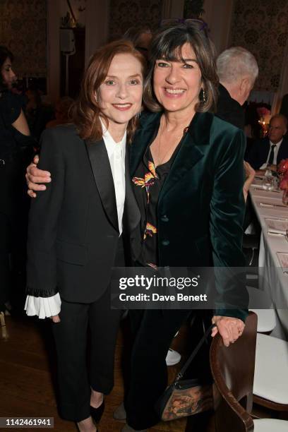 Isabelle Huppert and Christiane Amanpour attend a private dinner hosted by Michael Kors to celebrate the new Collection Bond St Flagship Townhouse...