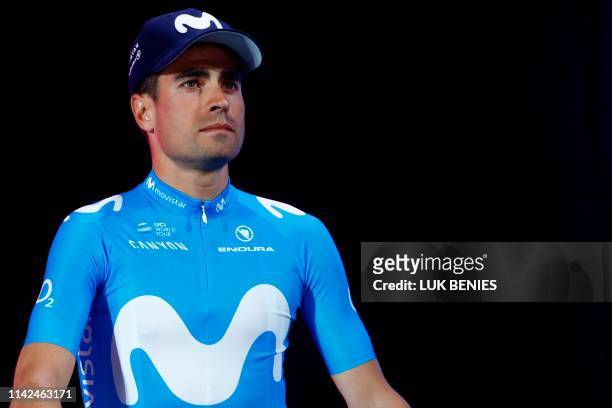 Spanish rider Mikel Landa poses during the team presentation of the upcoming 2019 Giro d'Italia, the cycling Tour of Italy, on May 9, 2019 in...