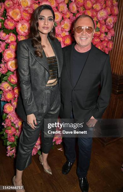 Sonam Kapoor and Michael Kors attend a private dinner hosted by Michael Kors to celebrate the new Collection Bond St Flagship Townhouse opening on...