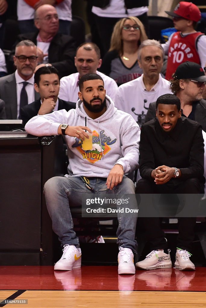 Drake Rapper At Raptor Game Rapper Drake watches the game as the Toronto Raptors take on the ...