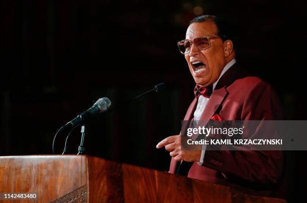 Nation of Islam leader Louis Farrakhan speaks about his ousting from Facebook at St. Sabina Catholic Church in Chicago, Illionis on May 9, 2019.