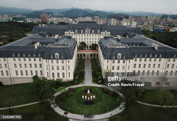 Replica of Versailles is seen in the Paris area of Huawei's new sprawling 'Ox Horn' Research and Development campus on April 12, 2019 in Dongguan,...
