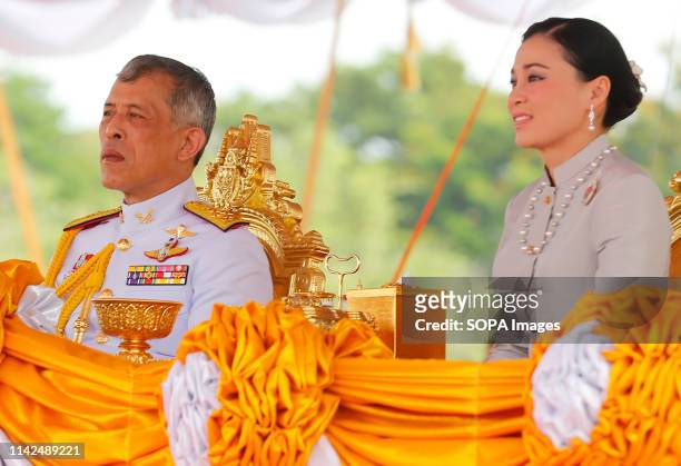Thailand's King Maha Vajiralongkorn Bodindradebayavarangkun and Queen Suthida watches the annual Royal Ploughing Ceremony in Sanam Luang. The annual...