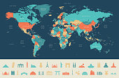 World Map and Travel Icons