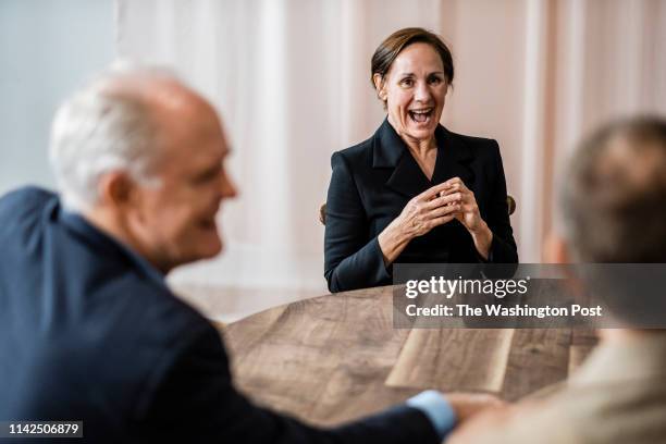 The cast of the play "Hillary and Clinton" - John Lithgow ; Laurie Metcalf ; Peter Francis James and Zak Orth - discuss the play with Post theater...