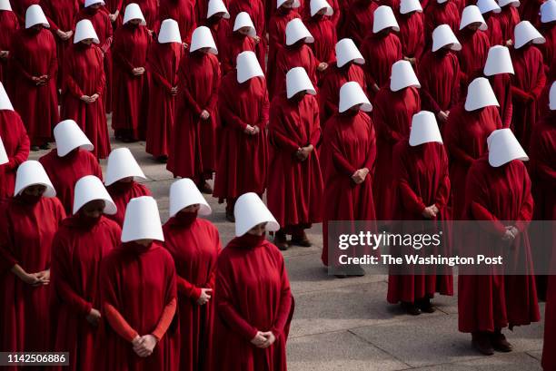 The Hulu series "The Handmaid's Tale" is filmed on the National Mall in Washington, D.C. On February 15, 2019.