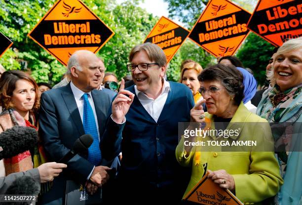 Britain's leader of the Liberal Democrat party, Vince Cable and the European Parliament's chief Brexit negotiator and Leader of the Alliance of...