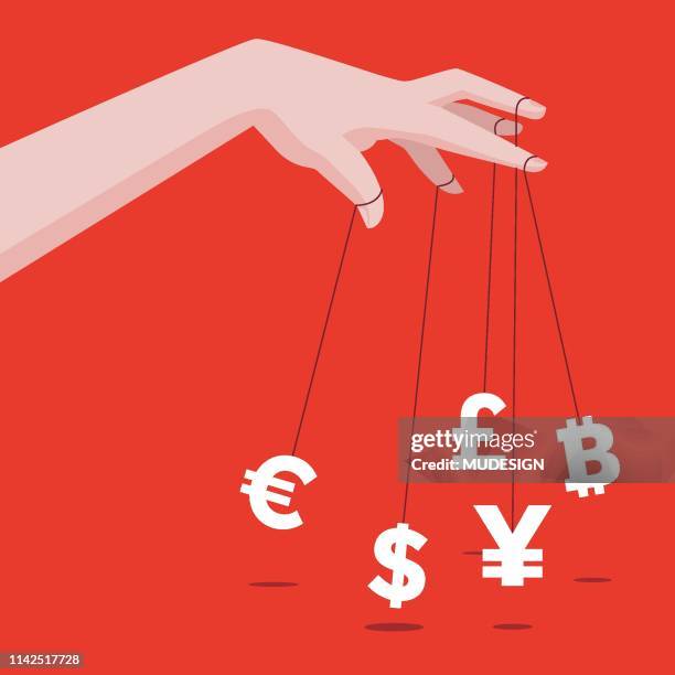 hand controlling a money sign - puppet stock illustrations