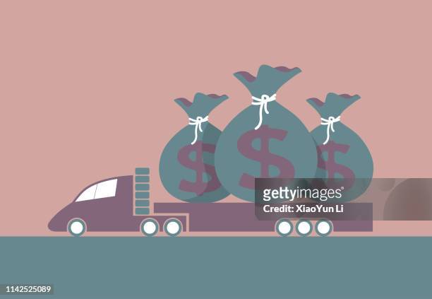 transportation dollar - trucking stock illustrations