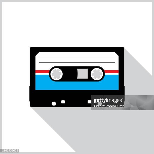 casette tape shadow icon - audio cassette stock-grafiken, -clipart, -cartoons und -symbole