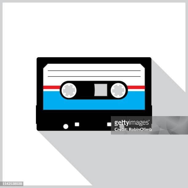 illustrations, cliparts, dessins animés et icônes de icône de casette tape shadow - audio cassettes