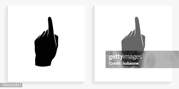 pointing black and white square icon - multiple hands pointing stock illustrations