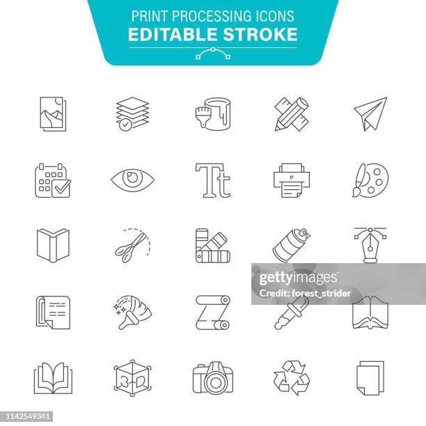 stockillustraties, clipart, cartoons en iconen met afdrukken verwerking iconen - grafisch ontwerper