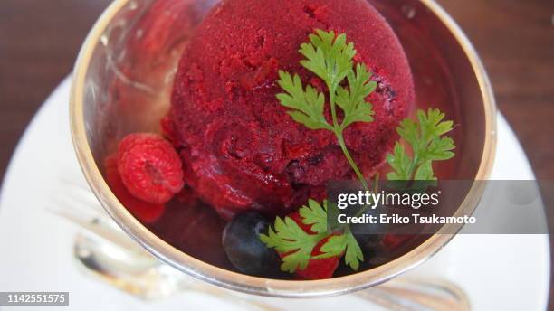 cassis sorbet - frozen sweet food stock pictures, royalty-free photos & images