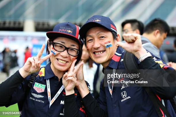 Red Bull Racing fans enjoy the atmosphere before the F1 Grand Prix of China at Shanghai International Circuit on April 14, 2019 in Shanghai, China.