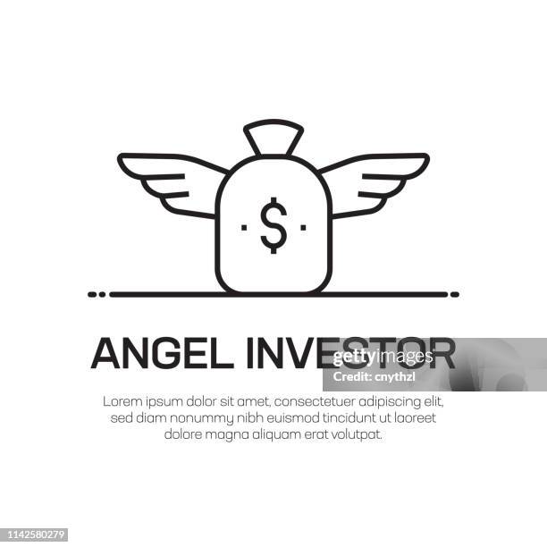 ilustraciones, imágenes clip art, dibujos animados e iconos de stock de ángel inversor vector línea icono-simple línea delgada icono, elemento de diseño de calidad premium - ángel