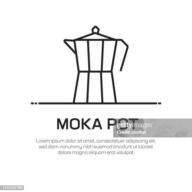 stockillustraties, clipart, cartoons en iconen met moka pot vector lijn icon-eenvoudige dunne lijn icoon, premium kwaliteit design element - moka pot