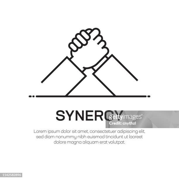 synergy vector line icon - simple thin line icon, premium quality design element - partnership logo stock illustrations