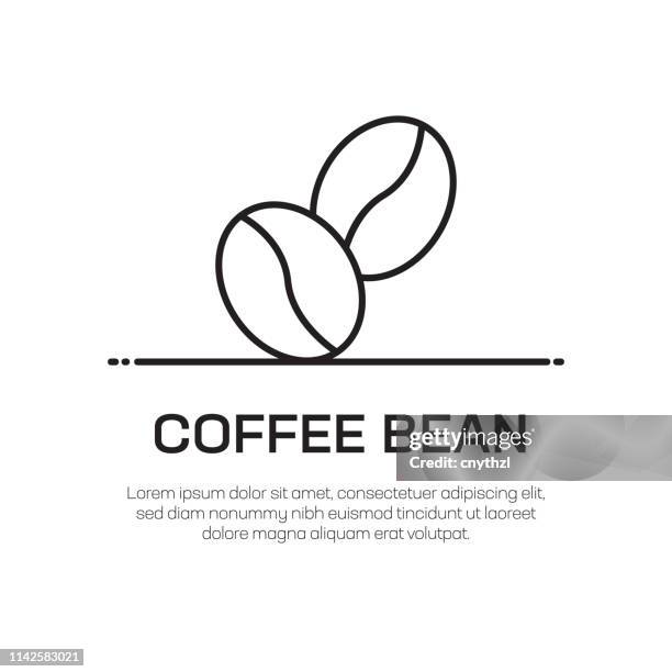 ilustraciones, imágenes clip art, dibujos animados e iconos de stock de icono de línea vectorial de coffee bean: icono de línea delgada simple, elemento de diseño de calidad premium - grano cafe