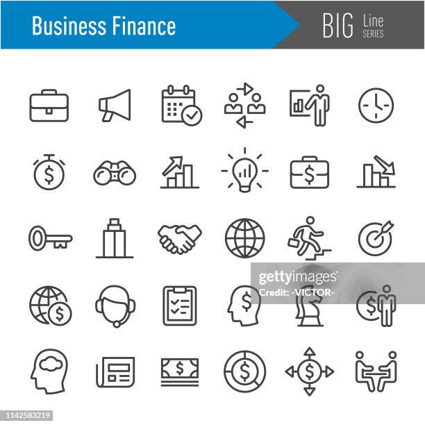 business finance icons - big line series - dollar sign key stock illustrations