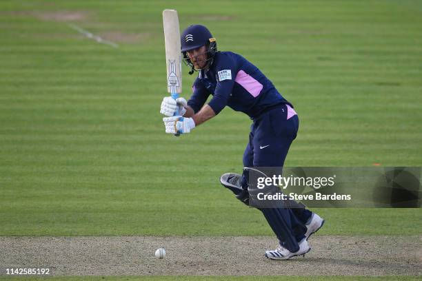 James Harris of Middlesex plays a shot during the Royal London One Day Cup Quarter Final match between Middlesex and Lancashire at Lords Cricket...