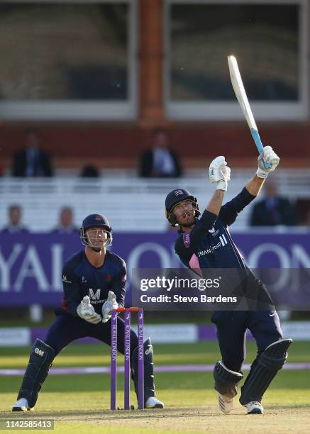 James Harris of Middlesex plays a shot during the Royal London One Day Cup Quarter Final match between Middlesex and Lancashire at Lords Cricket...