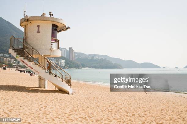 lifeguard tower in repulse bay, hong kong - repulse bay stock pictures, royalty-free photos & images