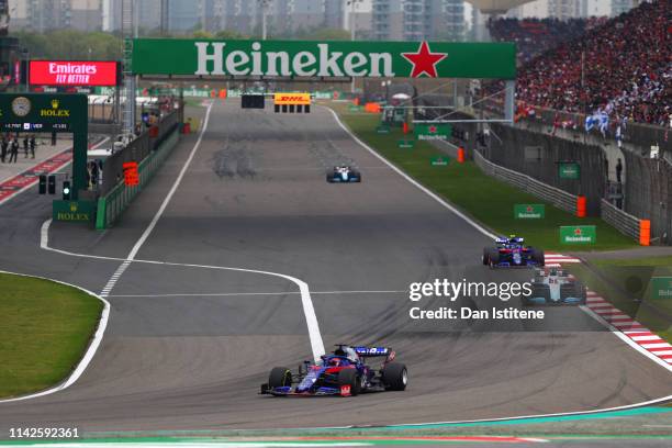 Daniil Kvyat of Russia driving the Scuderia Toro Rosso STR14 Honda on track during the F1 Grand Prix of China at Shanghai International Circuit on...