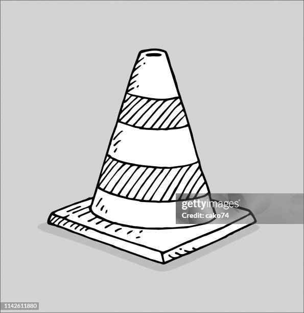 handgezogener verkehrskegel - safety cone stock-grafiken, -clipart, -cartoons und -symbole