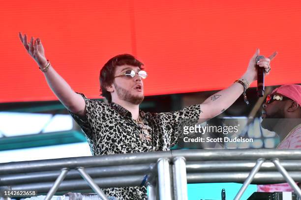Producer Murda Beatz performs onstage during Weekend 1, Day 2 of the 2019 Coachella Valley Music and Arts Festival on April 13, 2019 in Indio,...