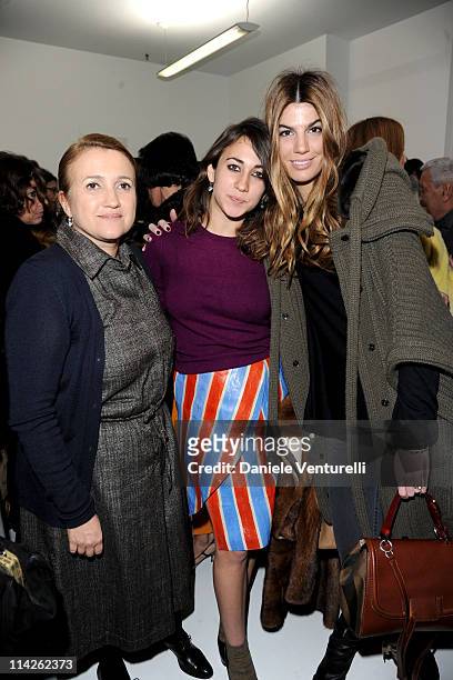 Silvia Venturini Fendi, Delfina Delettrez Fendi and Bianca Brandolini d'Adda attend the Fendi fashion show as part of on Milan Fashion Week...