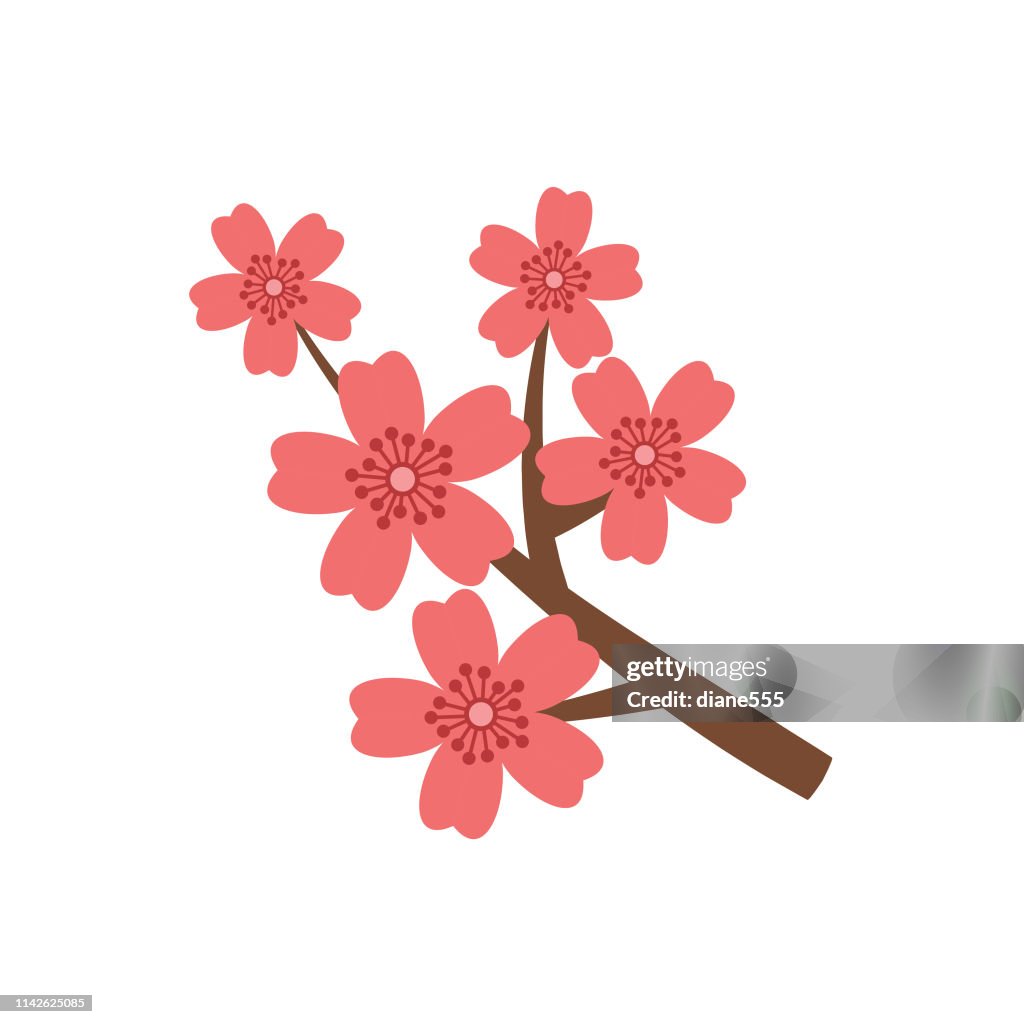 Niedliche Blumendike in Flachdesign-Kirschblüten