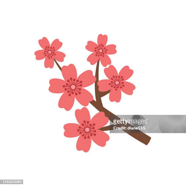 cute flower icon in flat design - cherry blossoms - sakura stock illustrations