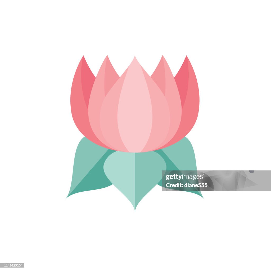 Icône de fleur mignonne en design plat-Lotus Rose