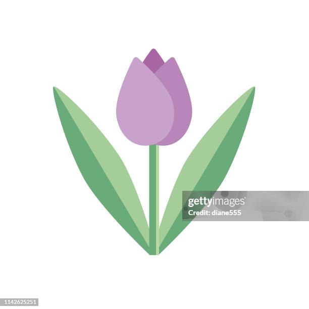 cute flower icon in flat design - purple tulip - tulip stock illustrations