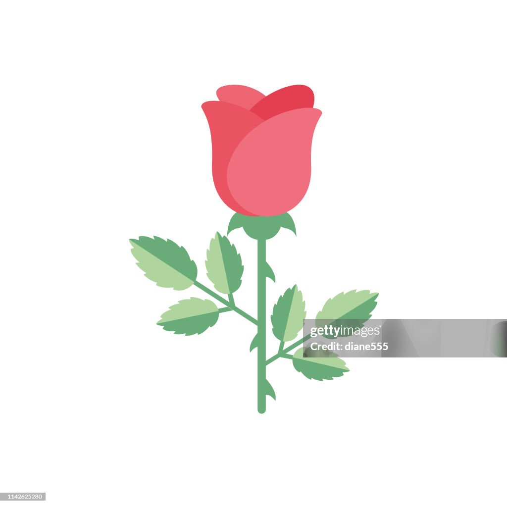 フラットデザインのかわいい花のアイコン-ローズ