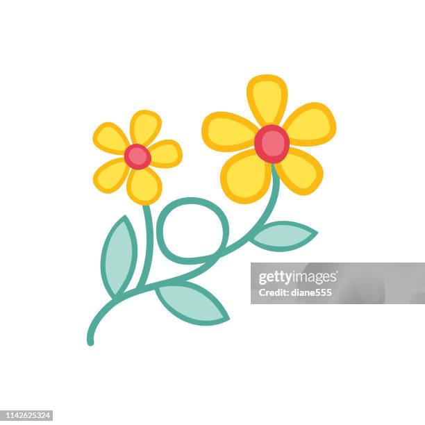 niedliche blumenschachse in flacher ausführung-gelber schmetterling - buttercup stock-grafiken, -clipart, -cartoons und -symbole