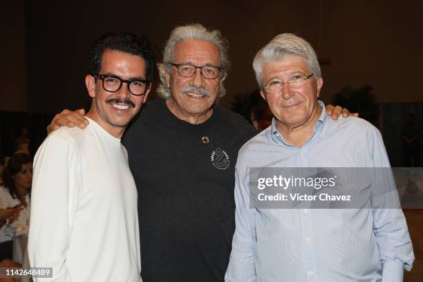 Film director Manolo Caro, actor Edward James Olmos and President of EGEDA, Enrique Cerezo attend a ceremony to award mexican actress Angelica Aragon...