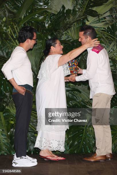 Actress Angelica Aragon and film director Manolo Caro receive the Xcaret award at Hotel Xcaret on May 10, 2019 in Playa del Carmen, Mexico.
