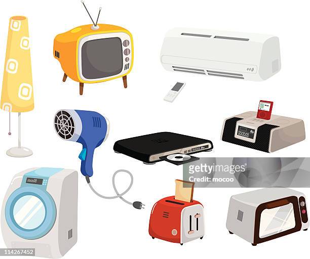 Conjunto De Iconos De Dibujos Animados Para Electrodomésticos Ilustración de stock