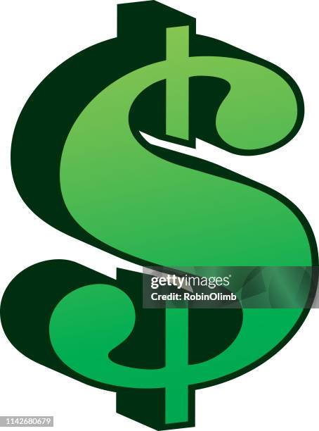 ilustrações, clipart, desenhos animados e ícones de sinal de dólar 3d verde - símbolo de moeda