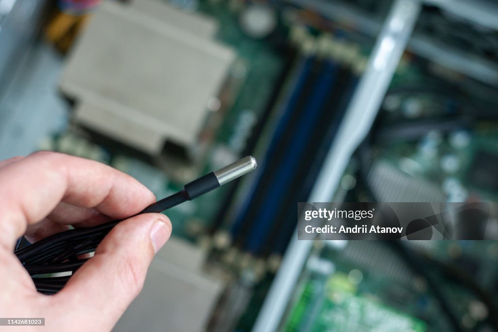 Server Temp Sensor Temperature Sensor At Circuit Board Background Sensor To Control ...